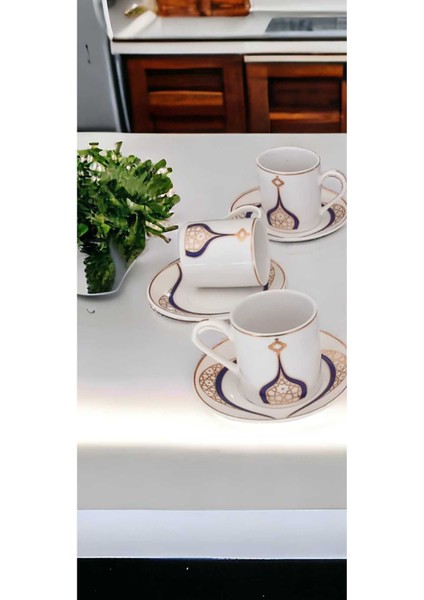 12 Parça 6 Kişilik Mavi Türk Kahve Fincan Takımı indirimleri