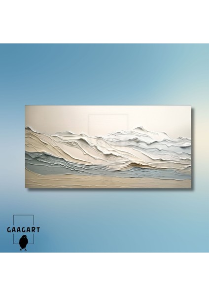 Panoramik Kanvas Duvar Tablosu Soft Mavi Kremrengi Soyut Çizgiler modelleri