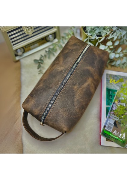 Panacea Dopp Kit / Hakiki Deri Seyahat % El Çantası