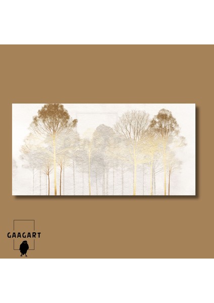 Panoramik Kanvas Duvar Tablosu Gold Soft Ağaç Manzarası modelleri