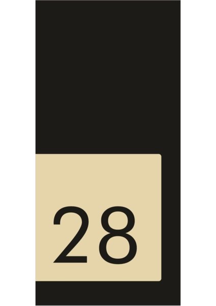 Siyah ve Altın Detaylı Daire Kapı Numarası 28, Şık ve Modern Tasarım