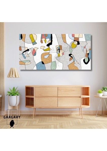 Panoramik Kanvas Duvar Tablosu Renkli Modern Çizgiler