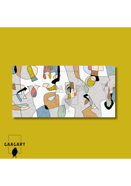 Panoramik Kanvas Duvar Tablosu Renkli Modern Çizgiler modelleri