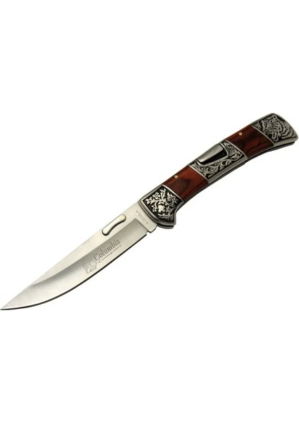 Columbia A 3159 A Kamp Çakı 24 cm - Işlemeli Gül Ağacı Saplı, Kemerlikli