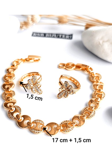 Küpe ve Bileklik Xupıngg Zirkon Taş Altın Kaplama 2'li Set 316 L Çelik fırsatları