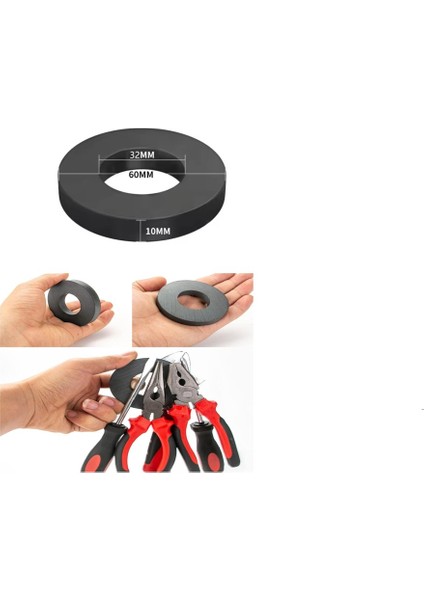 60X32X10 mm Ferrit Kömür Halka Seramik Mıknatıs Magnet