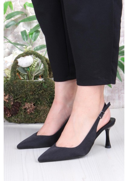 129-1300 Fls Saten Önü Kapalı Arkası Açık Topuklu Kadın Ayakkabı fiyatları