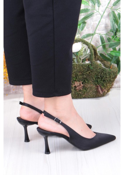 129-1300 Fls Saten Önü Kapalı Arkası Açık Topuklu Kadın Ayakkabı fırsatları