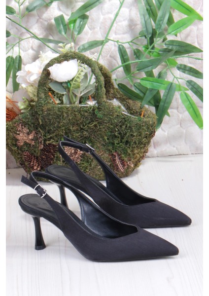 129-1300 Fls Saten Önü Kapalı Arkası Açık Topuklu Kadın Ayakkabı indirimleri