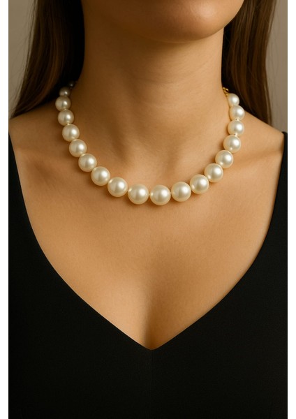 Zarif Beyaz İnci Kolye 10 mm