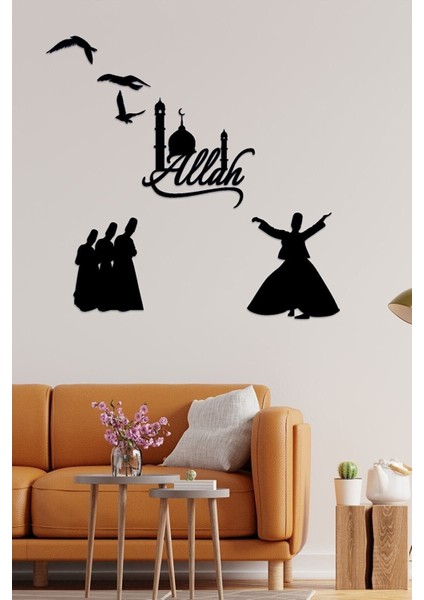 Dini Temalı 6 Parça Siyah Lazer Kesim Ahşap Duvar Dekorasyonu fiyatları