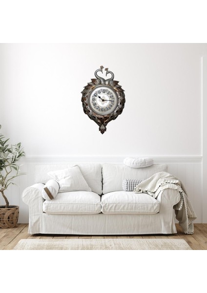 Duvar Saati Tavuskuşu Temalı Büyük Polyester Saat No.1 50 x 70 cm fiyatları