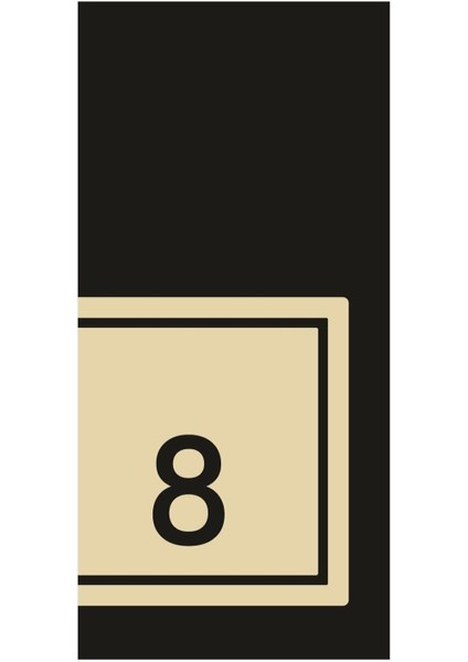 Siyah ve Altın Detaylı Daire Kapı Numarası, Şık ve Modern Tasarım No:8