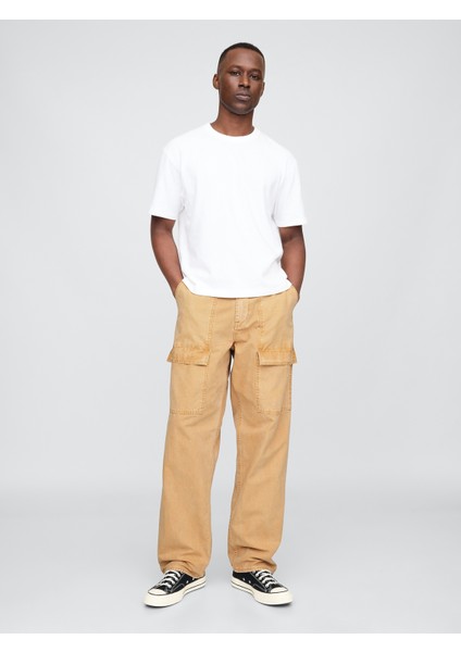 Erkek Sarı Baggy Utility Pantolon