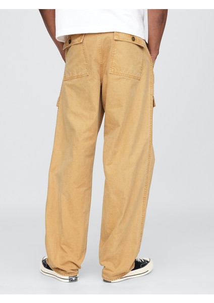 Erkek Sarı Baggy Utility Pantolon
