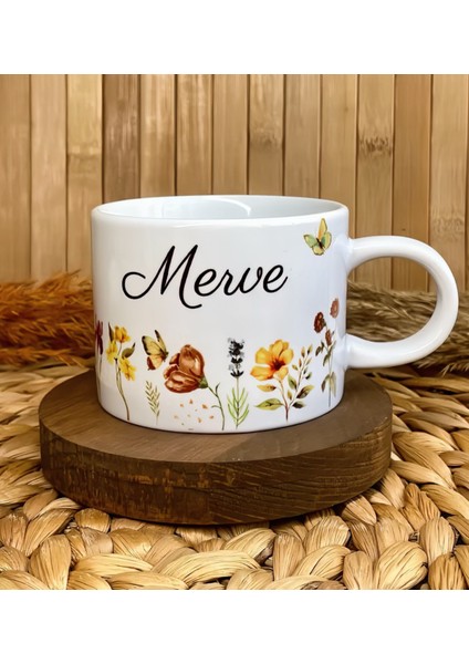 Kişiye Özel Isimli Nescafe Fincanı Günbatımı Çiçekleri