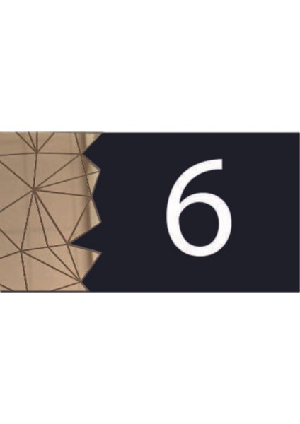 Şık Aynalı Modern Kapı Numarası, Gold Renk, 6 Numaralı Tasarım