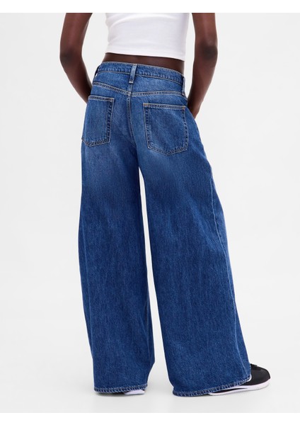 Kadın Mavi Düşük Bel Extra Baggy Jean Pantolon