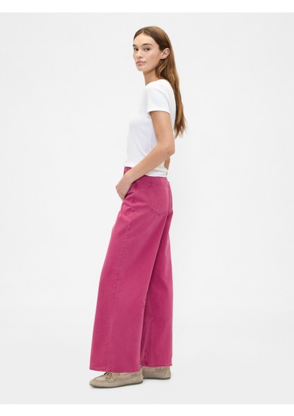 Kadın Pembe Wide Leg Jean