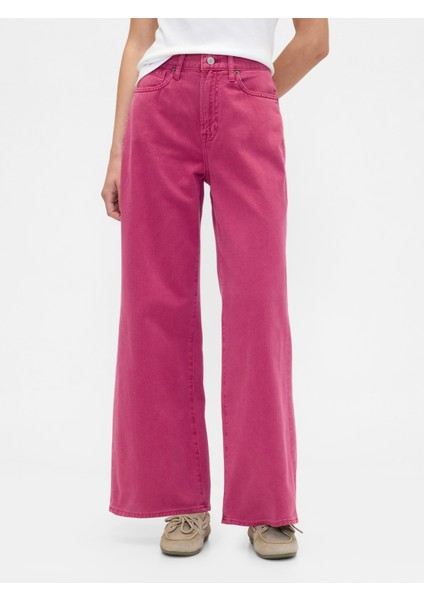 Kadın Pembe Wide Leg Jean