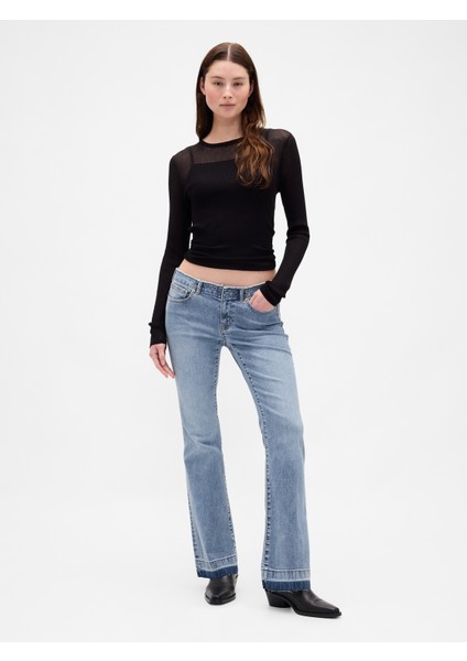 Kadın Mavi Düşük Bel Uzun ve Ince Jean Pantolon