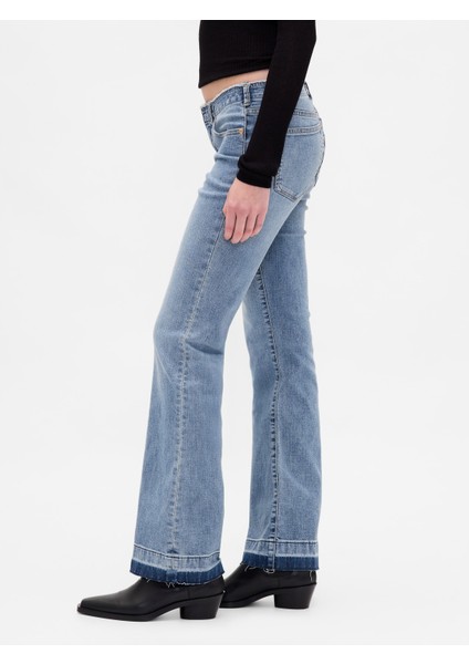 Kadın Mavi Düşük Bel Uzun ve Ince Jean Pantolon