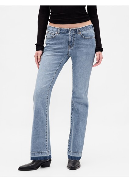 Kadın Mavi Düşük Bel Uzun ve Ince Jean Pantolon