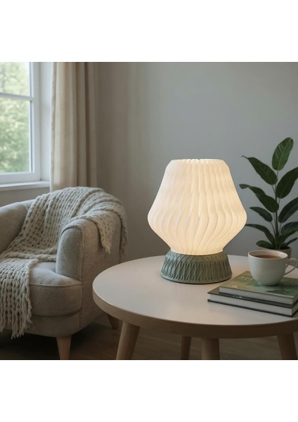 Tera El Yapımı Abajur – Reçine Taban, Beyaz Özel Tasarım Şapka | Modern Retro Stil fiyatları