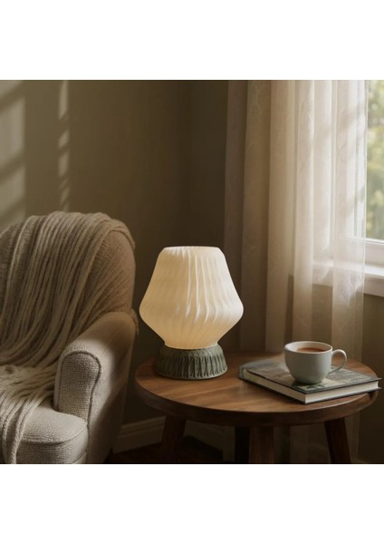 Tera El Yapımı Abajur – Reçine Taban, Beyaz Özel Tasarım Şapka | Modern Retro Stil modelleri