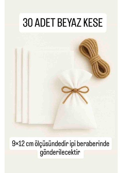 9×12CM Beyaz Renk Ham Natural Bez Kese Düğün, Nişan, davet Vb. Lavanta, Sabun, Takı Vs. Çok Amaçlı Bez Poşet