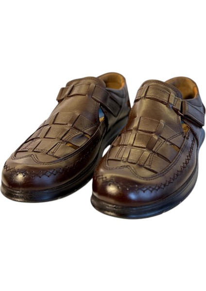 Erkek Hakiki Deri Sandalet – Ortopedik Jel Tabanlı, Iç Dış Deri, Polirüretan Taban, Cırtlı, Rahat Yazlık Günlük Ayakkabı fırsatları