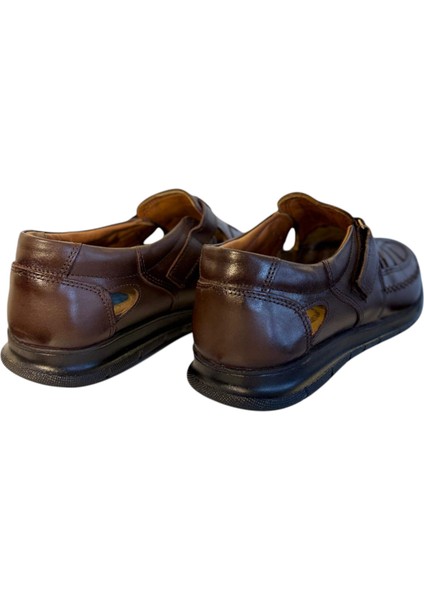 Erkek Hakiki Deri Sandalet – Ortopedik Jel Tabanlı, Iç Dış Deri, Polirüretan Taban, Cırtlı, Rahat Yazlık Günlük Ayakkabı indirimleri