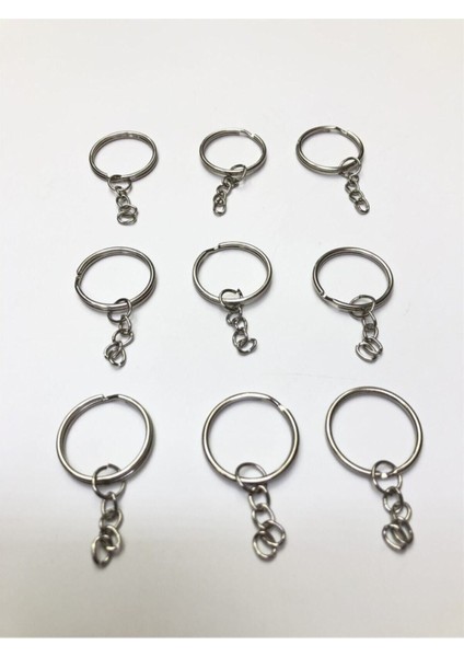Gümüş Zincirli Anahtarlık Halkası, 10 Adet, Şık ve Dayanıklı Aksesuar Seti