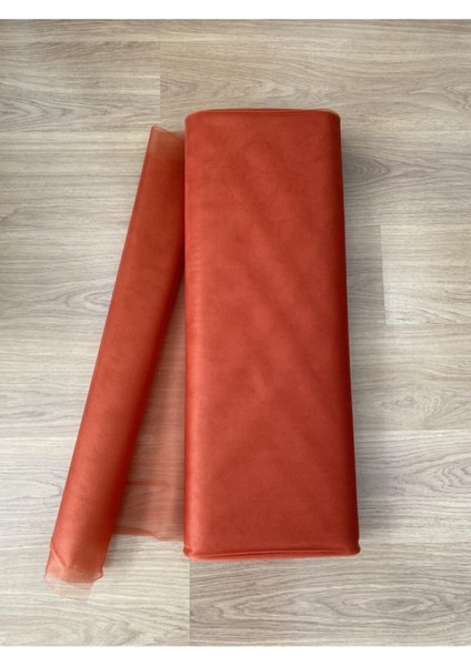 Turuncu Kiremit Kristal Tül, Şık ve Hafif Dekoratif Perde