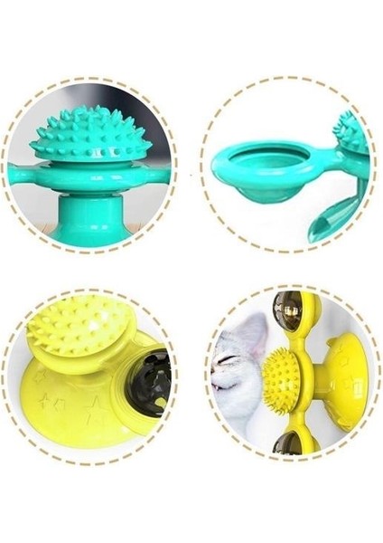 Pet Malzemeleri Vantuzlu Fırıldak Toplu Dönen Şeffaf Depo Tasarım Interaktif Kedi Oyuncağı