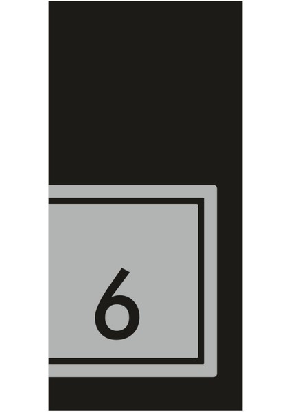 Gümüş Aynalı Pleksi Kapı Numarası, Siyah Renk, Daire Tasarım, 6 Numaralı