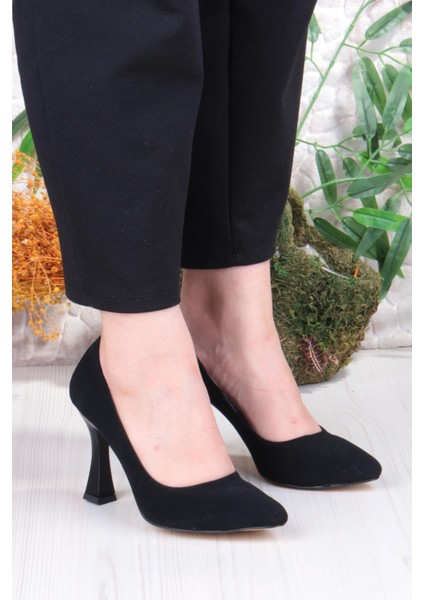 35707 Düz Sade Nubuk Rahat Şık Stiletto Yüksek Topuklu Kadın Ayakkabı modelleri