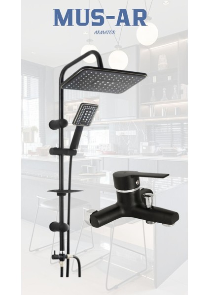 Siyah Robot Banyo 2'li Set