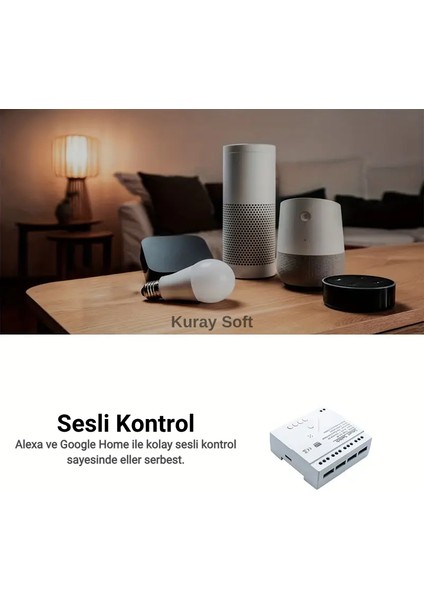 Kuraysoft 4 Kanallı Akıllı Röle Wi-Fi + Rf 433MHZ Destekli Tuya & Smart Life Uyumlu Uzaktan Kumandalı Akıllı Anahtar