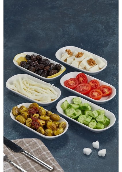 Beyaz 1. Sınıf Seramik Çerezlik ve Sunum Tabak Seti