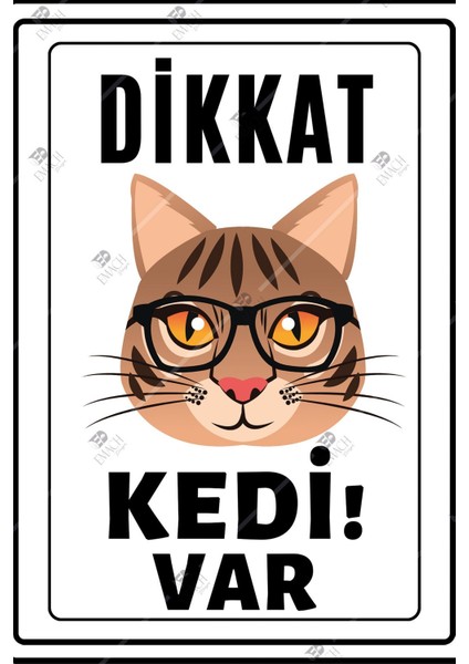 Sevimli Kedi Temalı Duvar Süsü, Pvc Kaplama, A4 Boyut, Beyaz Renk