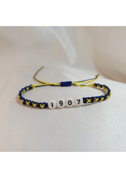 Fenerbahçe 1907 Taraftar Makrome Örgü Bileklik | El Yapımı Ayarlanabilir Sarı Lacivert Unisex Spor Takı | Dayanıklı Hediyelik Erkek Kadın Taraftar Aksesuar | FB Fenerbahçe Bileklik