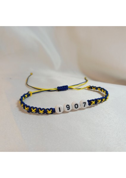 Fenerbahçe 1907 Taraftar Makrome Örgü Bileklik | El Yapımı Ayarlanabilir Sarı Lacivert Unisex Spor Takı | Dayanıklı Hediyelik Erkek Kadın Taraftar Aksesuar | FB Fenerbahçe Bileklik modelleri