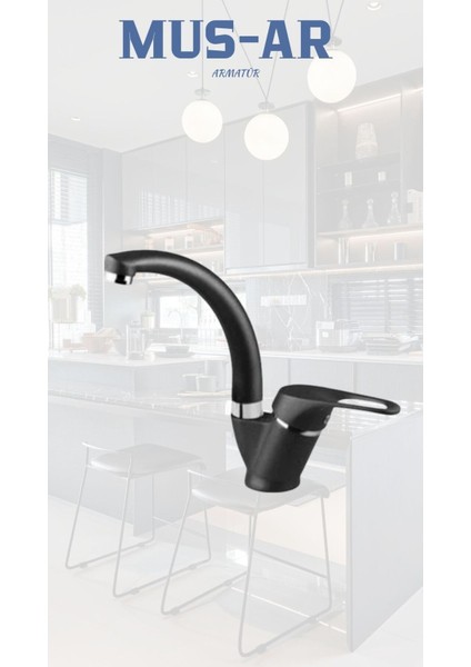 Siyah Krom Çift Su Girişli Lavabo Bataryası
