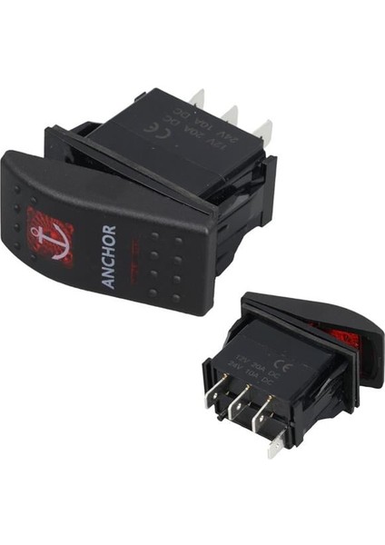 Powermaster Çapa Irgatı Sembollü Yaylı Işıksız 4 Pinli On-Off 12-24V Marin Switch