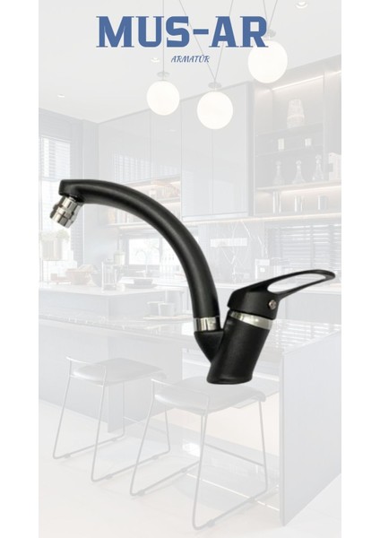 Siyah Krom Mix Oynar Uçlu Lavabo Bataryası