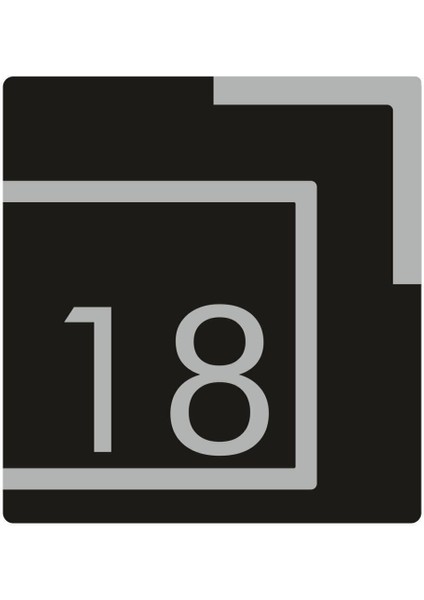 Kare Siyah ve Gümüş Aynalı Kapı Numarası 18, Şık ve Modern Tasarım