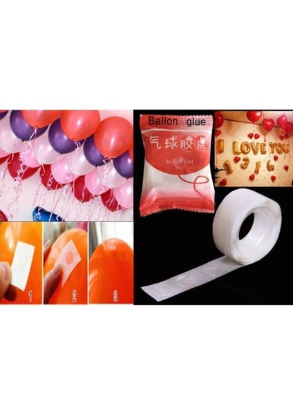 Çift Taraflı Çok Renkli Balon Yapıştırma Bandı 100 Adet