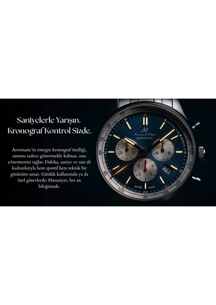 Aeromatic Chronograph Swiss Made Çelik Erkek Kol Saati