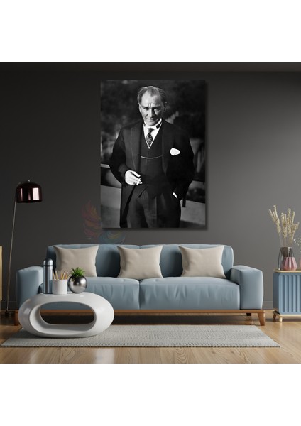 Siyah Beyaz Atatürk Portresi Kanvas Tablo Mustafa Kemal Atatürk Tablo Modeli Ev Ofis Dekoru